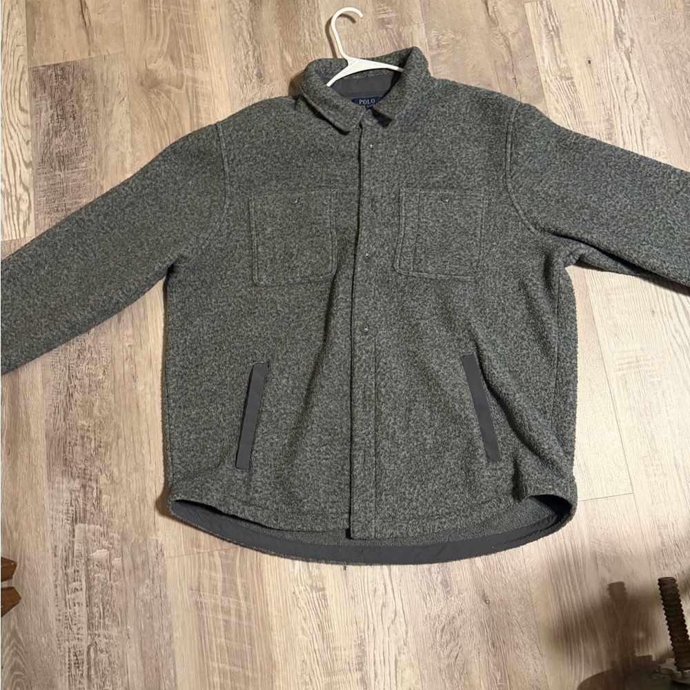 Ralph Lauren Gray Textured Wool-Blend Shirt Jacket